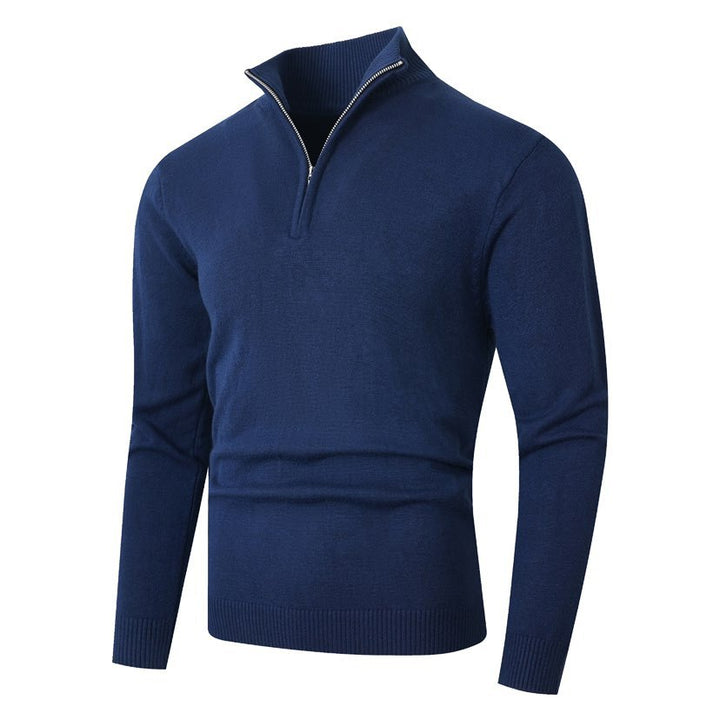 Men's knit sweater with modern standing collar and high-quality zipper Lisslune
