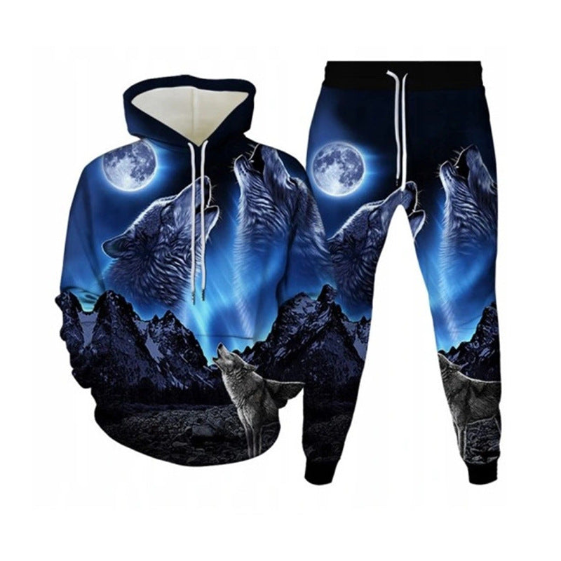 Men's hoodie and jogging pants set with modern graphic print Lisslune