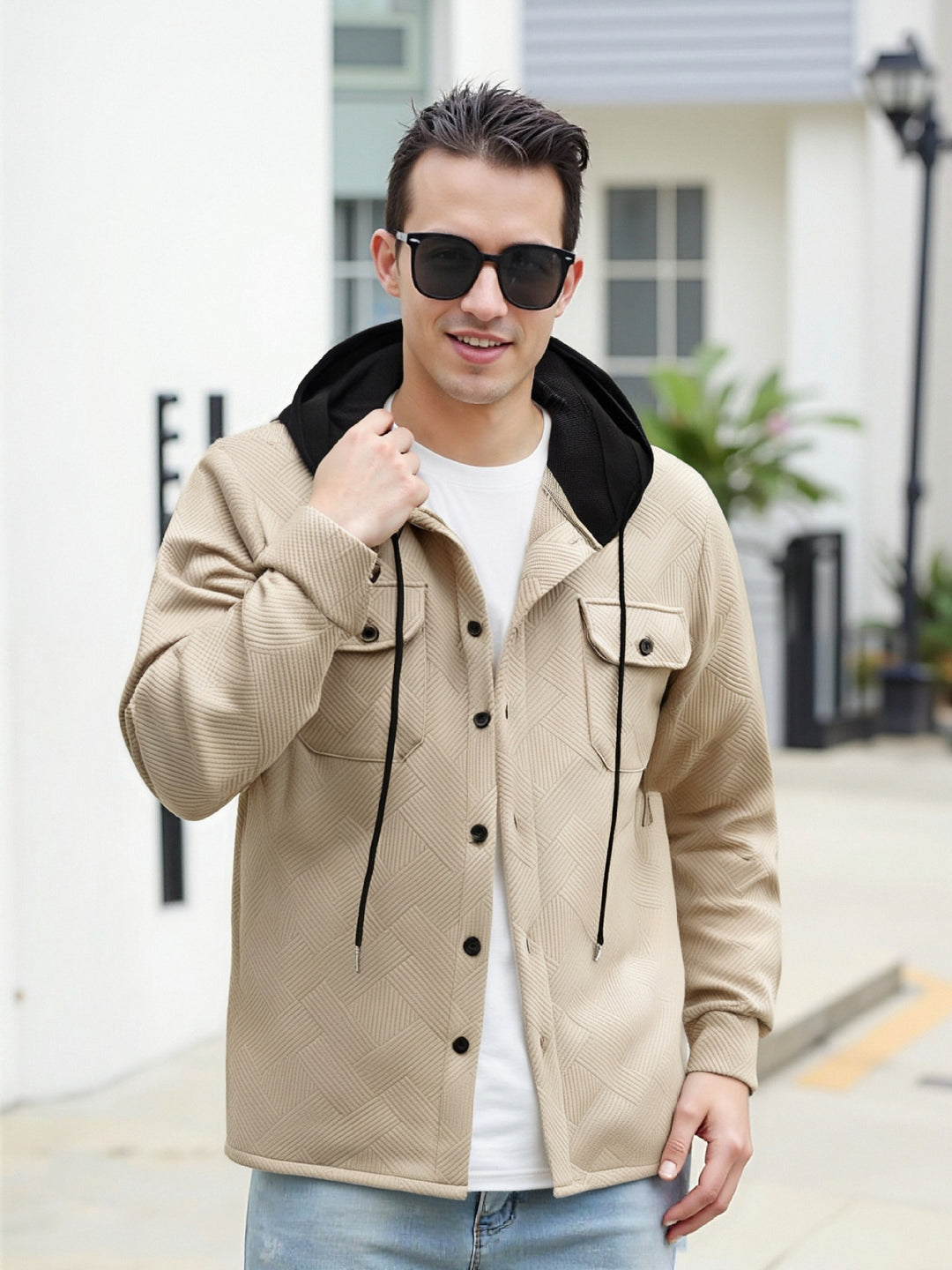 Men's fashionable hybrid jacket with detachable hood and practical pockets Lisslune