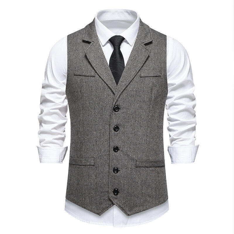 Men's suit vest in elegant herringbone pattern with practical pockets Lisslune