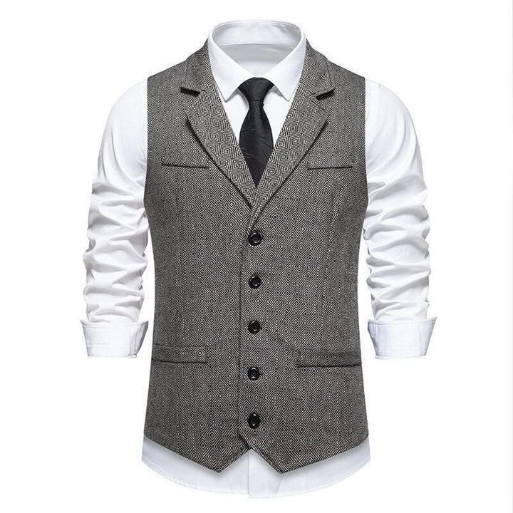 Men's suit vest in elegant herringbone pattern with practical pockets Lisslune