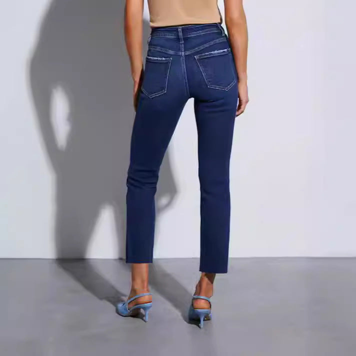 Damen zeitlose Jeans im modernen Schnitt mit cropped Bein Lisslune