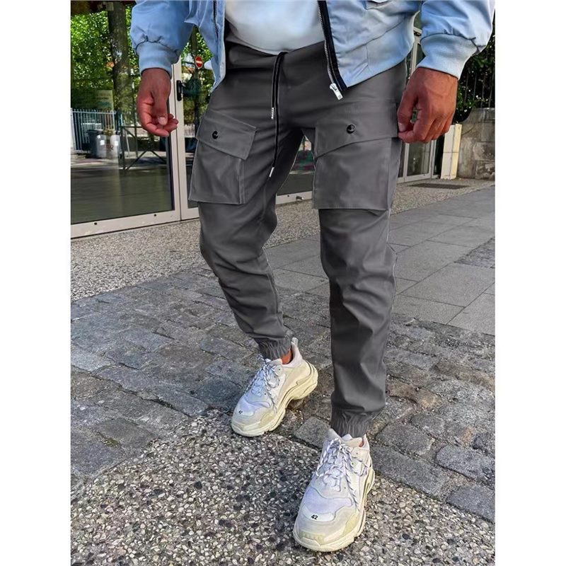 Men's cargo pants with many pockets and elastic cuffs Lisslune