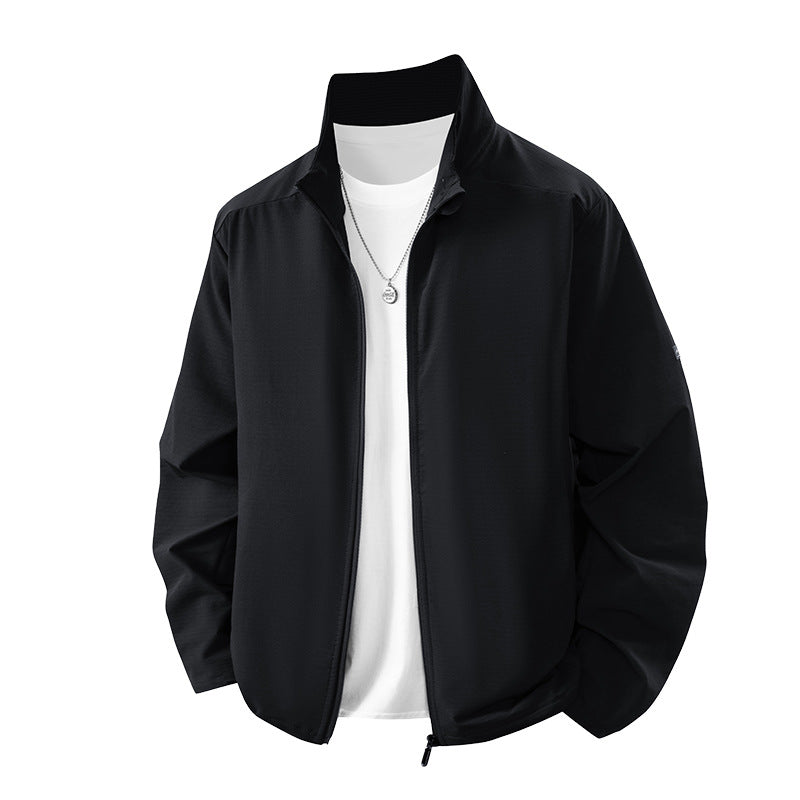 Men's Sporty Transitional Jacket with High Collar and Practical Pockets Lisslune