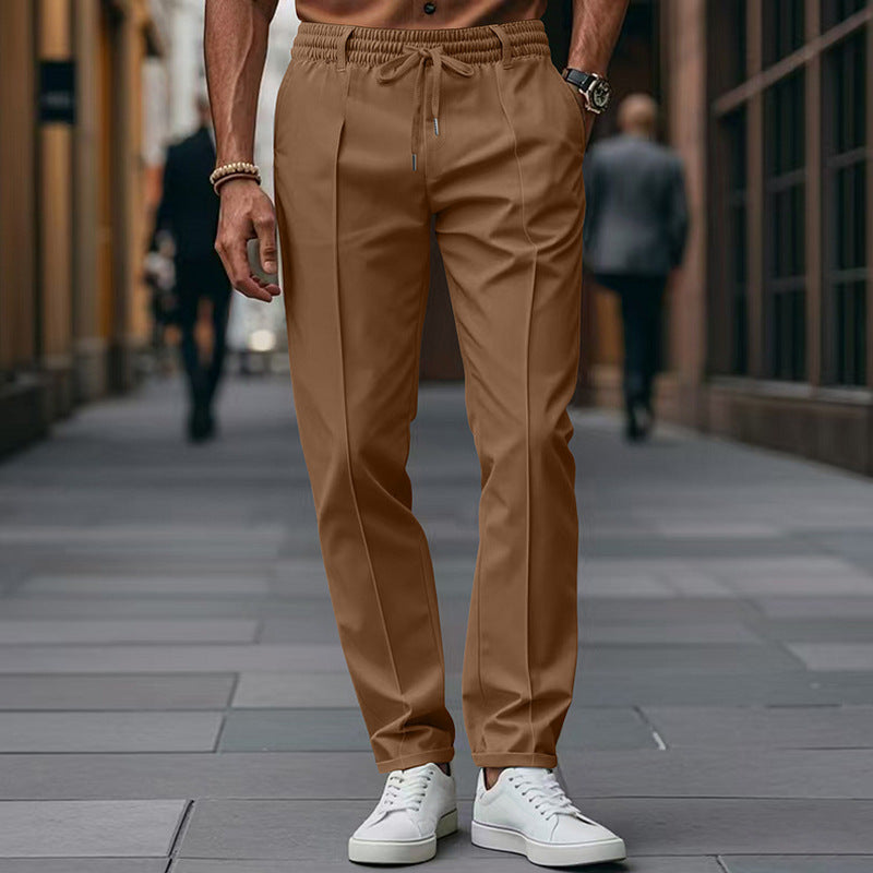 Men's leisure pants with elastic waistband and contemporary slim fit Lisslune