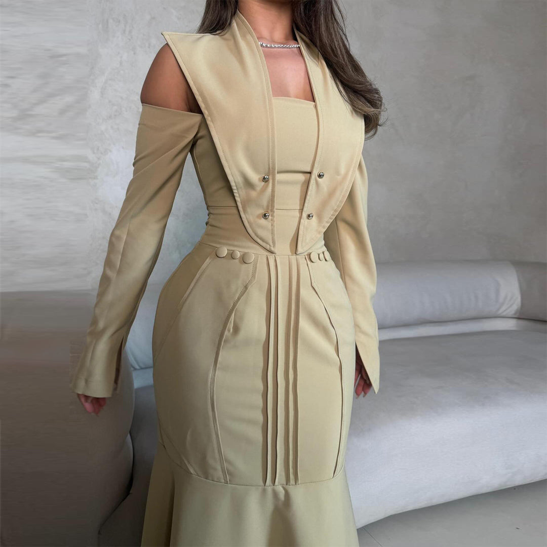 Women's maxi dress with innovative cut and elegant details