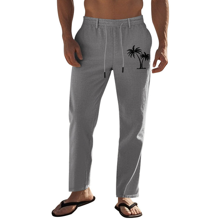 Men's leisure pants made of lightweight, breathable material with elastic drawstring Lisslune