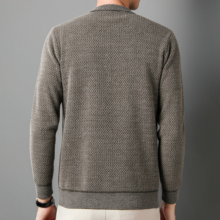 Men's Structured Sweater with Round Neckline and High-Quality Knit Texture Lisslune