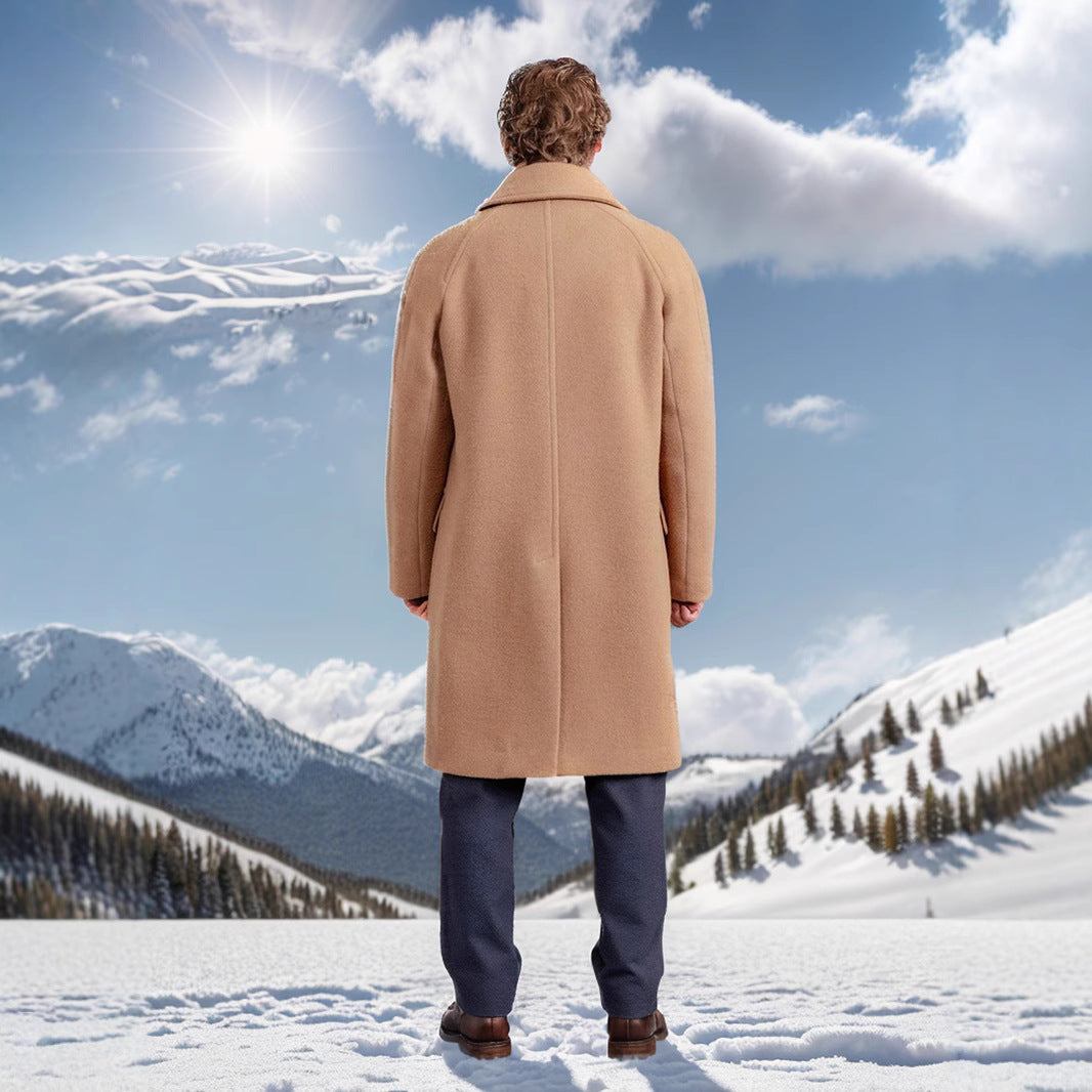 Men's elegant sheepskin coat with textured upper material and practical closure Lisslune