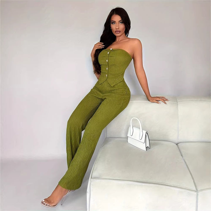 Damen eleganter Jumpsuit mit tailliertem Schnitt und Knopfdetails Lisslune
