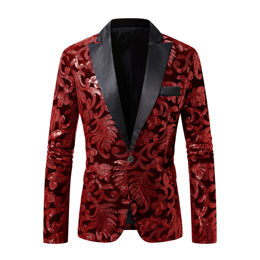 Men's Glamorous Jacquard Blazer with Shimmering Design Lisslune
