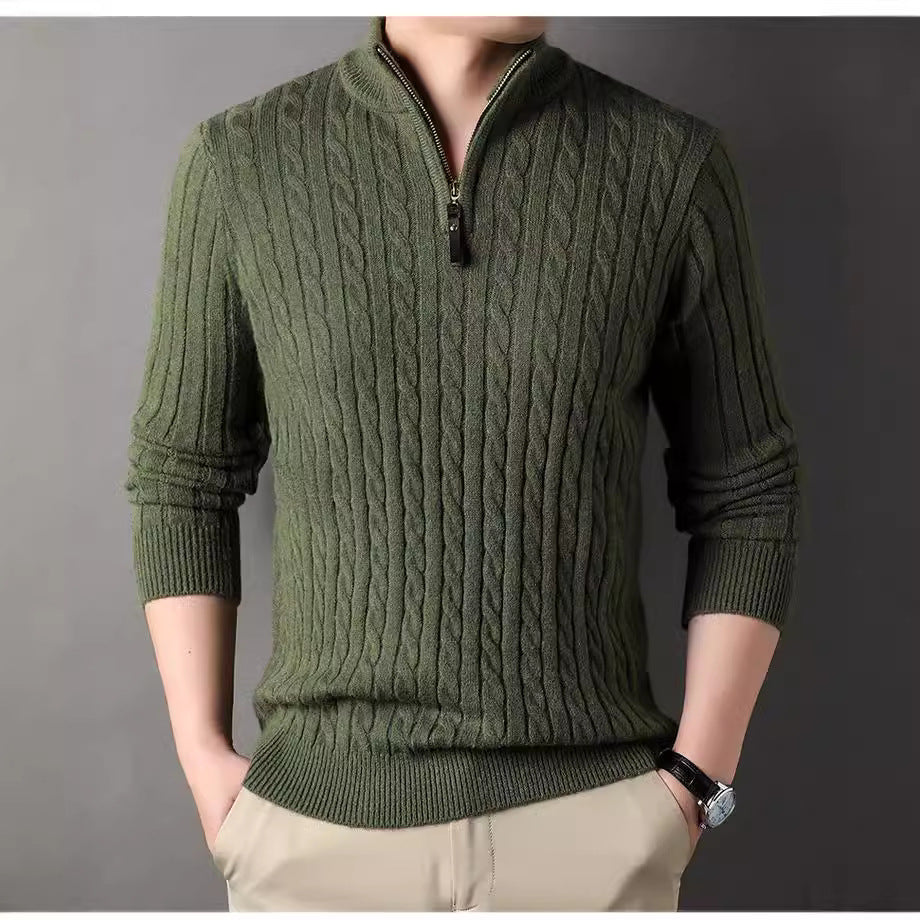 Men's pullover with zipper and textured cable pattern Lisslune