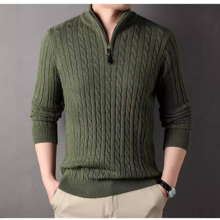 Men's pullover with zipper and textured cable pattern Lisslune