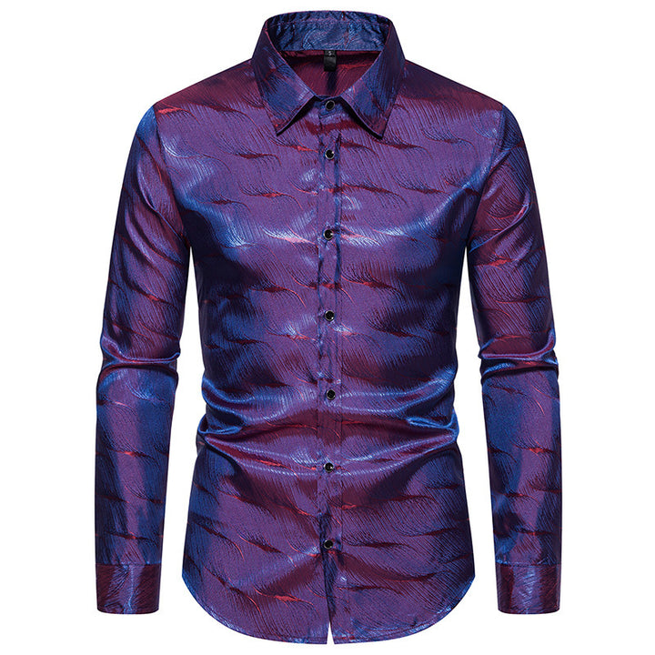 Men's elegant long sleeve shirt with textured surface pattern Lisslune