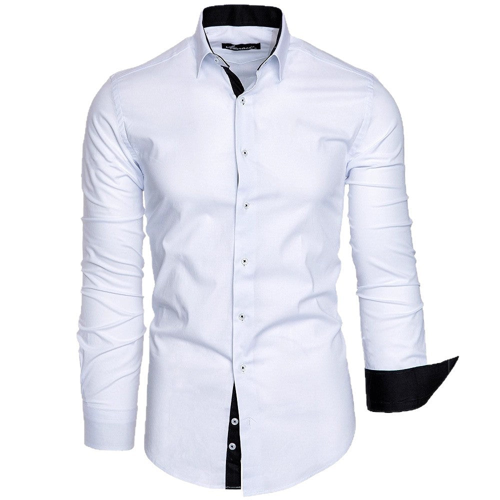 Men's long-sleeve shirt with elegant contrast finishing and modern slim-fit cut Lisslune