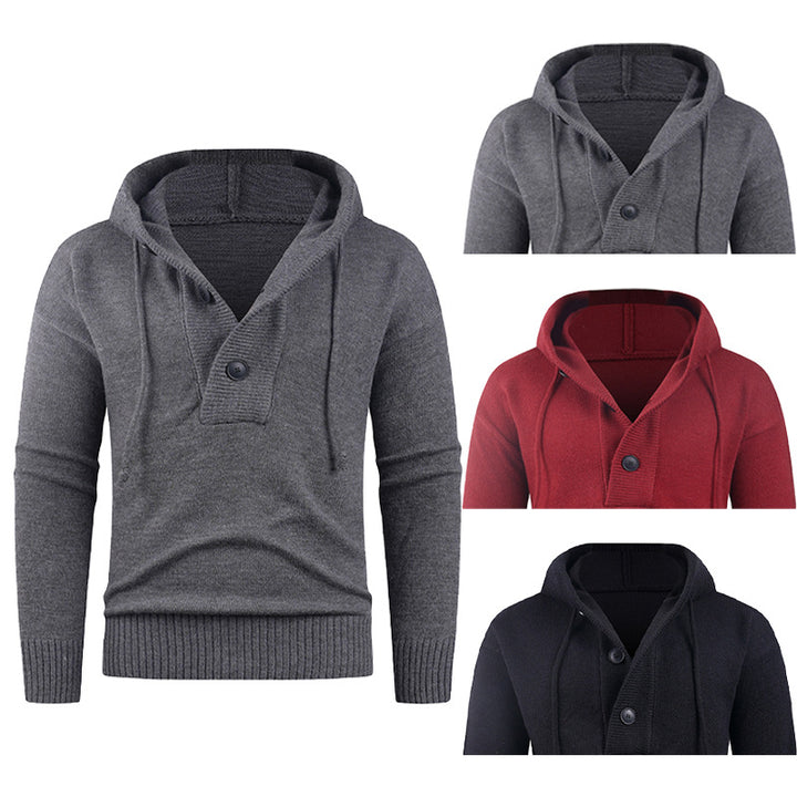Men's stylish hooded sweatshirt with button detail Lisslune