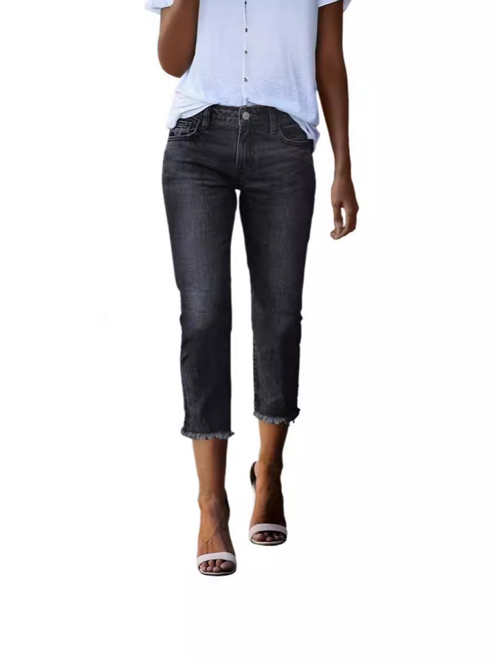 Damen zeitlose Jeans im modernen Schnitt mit cropped Bein Lisslune