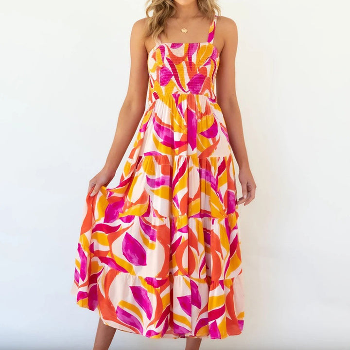 Women’s maxi dress with voluminous skirt and strapless shoulders Lisslune