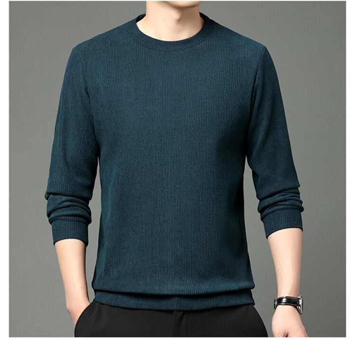 Men fine structured round neck sweater Lisslune