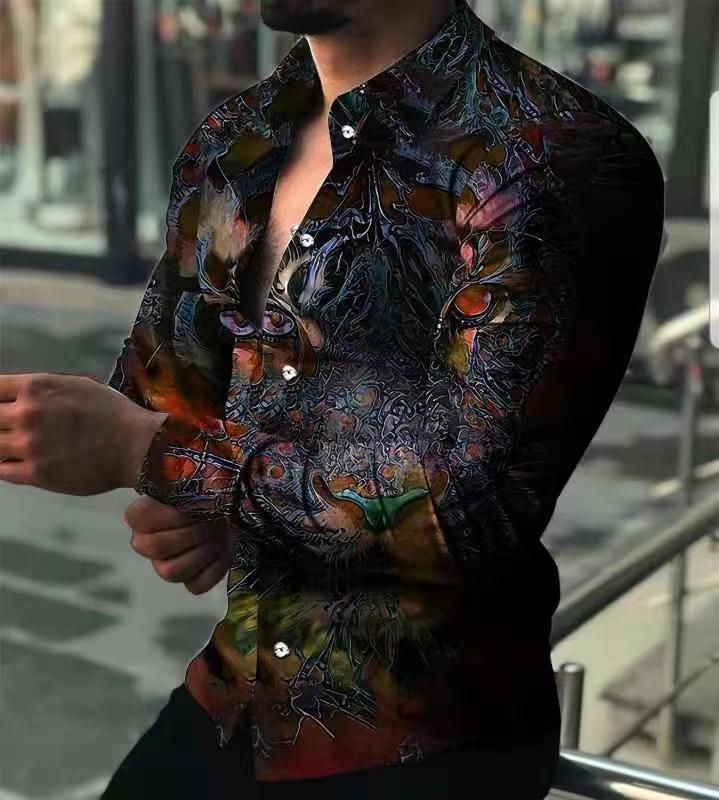 Men's long-sleeve shirt with extravagant motifs and fashionable fit Lisslune