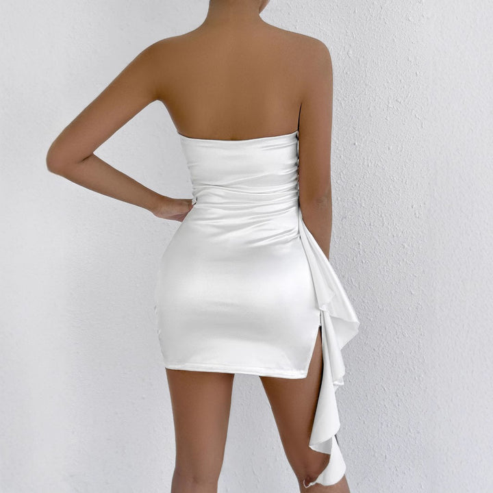 Damen Elegantes Minikleid mit seitlicher Raffung und asymmetrischem Saum Lisslune
