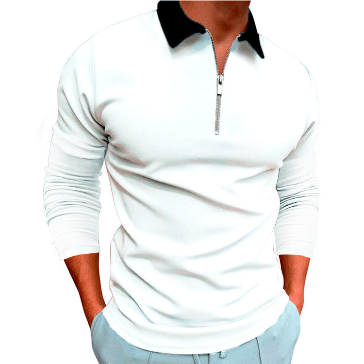 Men's sporty sweater with 1/4 zipper and contrasting collar Lisslune