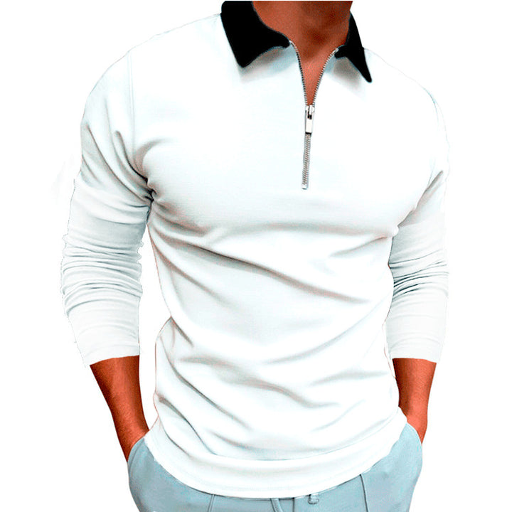 Men's sporty sweater with 1/4 zipper and contrasting collar Lisslune