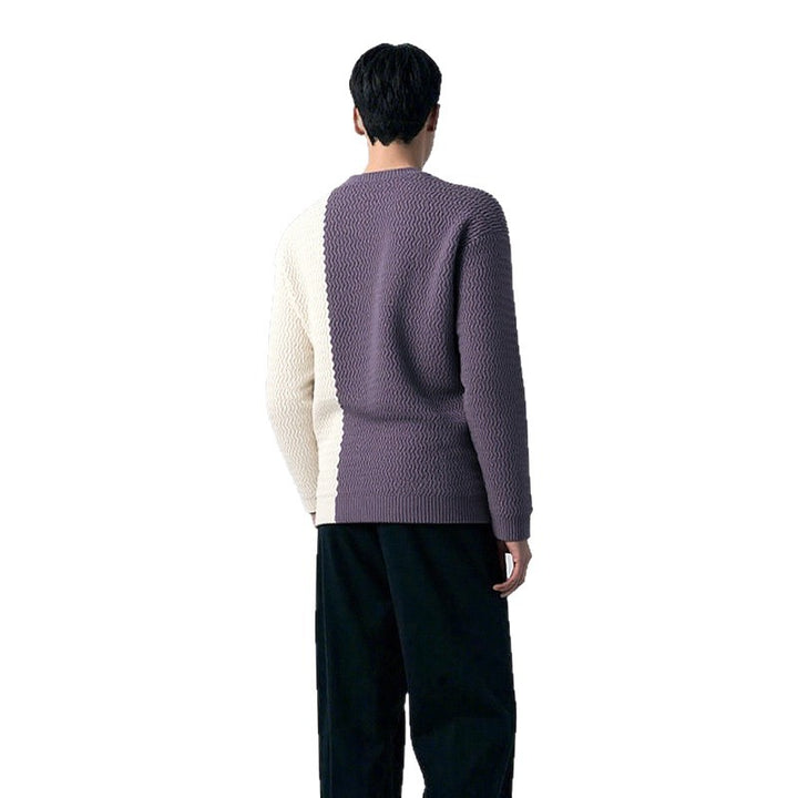 Men's knitted sweater with modern structure design and contrasting patterns Lisslune