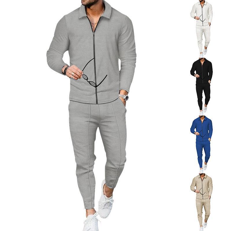 Men's fashionable tracksuit with textured top and modern pants Lisslune