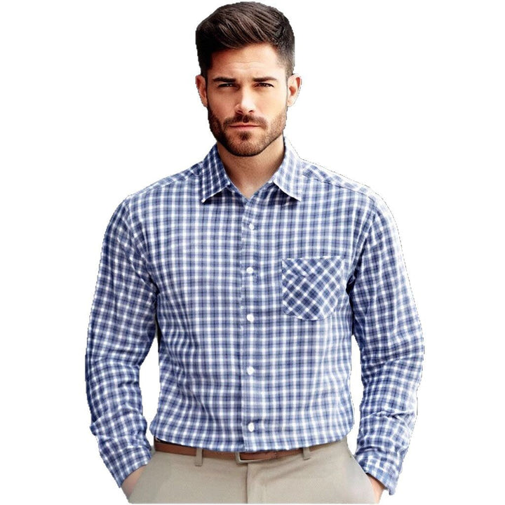 Men's fashionable checkered long-sleeve shirt Lisslune