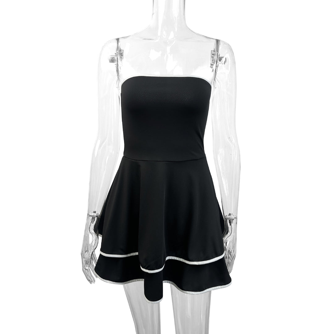 Damen kurzes trägerloses Kleid mit verspieltem Saum Lisslune