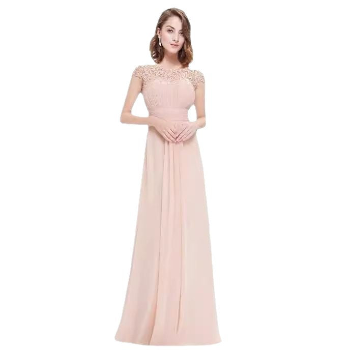 Ladies Elegant Maxi Dress with Lace Top and Flowing Skirt