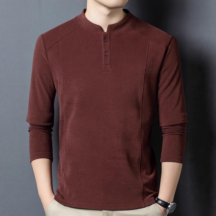 Men's long-sleeve shirt with button placket and comfortable fit Lisslune