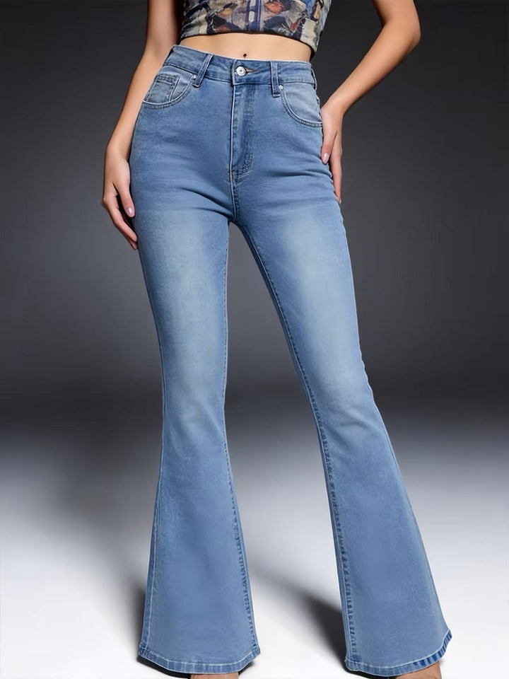Women Bootcut Jeans with High Waist and Trendy Wash Lisslune
