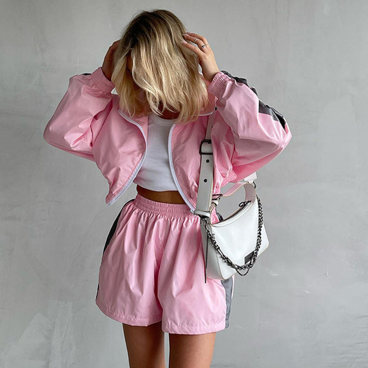 Women's Sporty Short Jacket and Shorts Set Lisslune