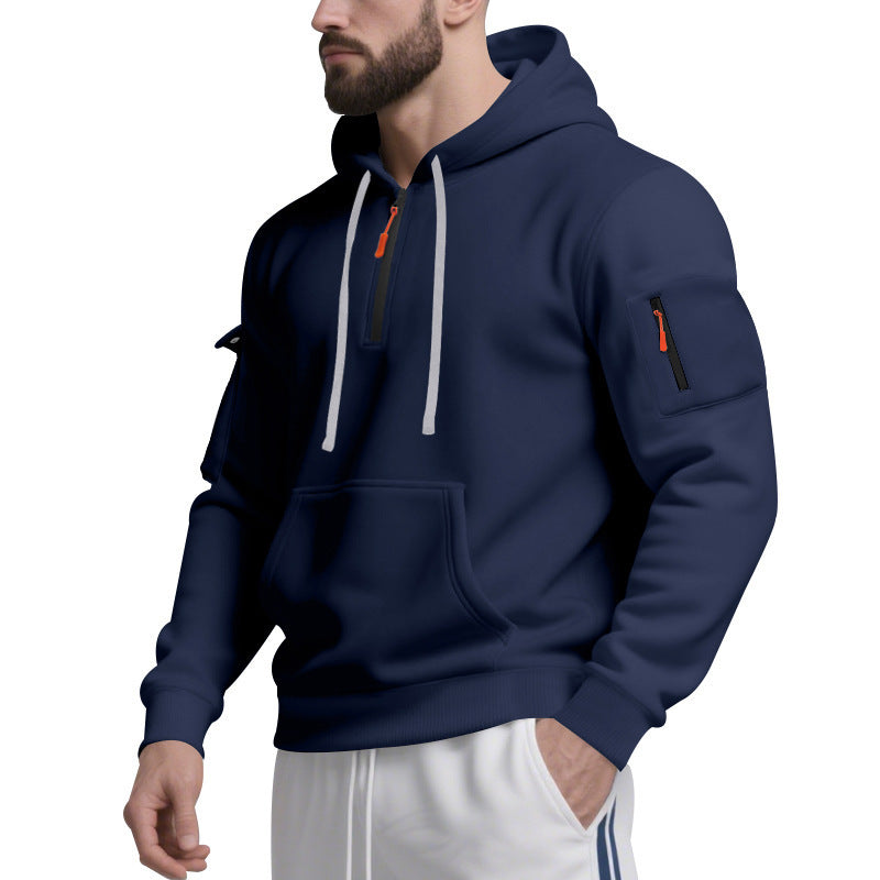 Men's sports hoodie with practical zipper and side pockets Lisslune