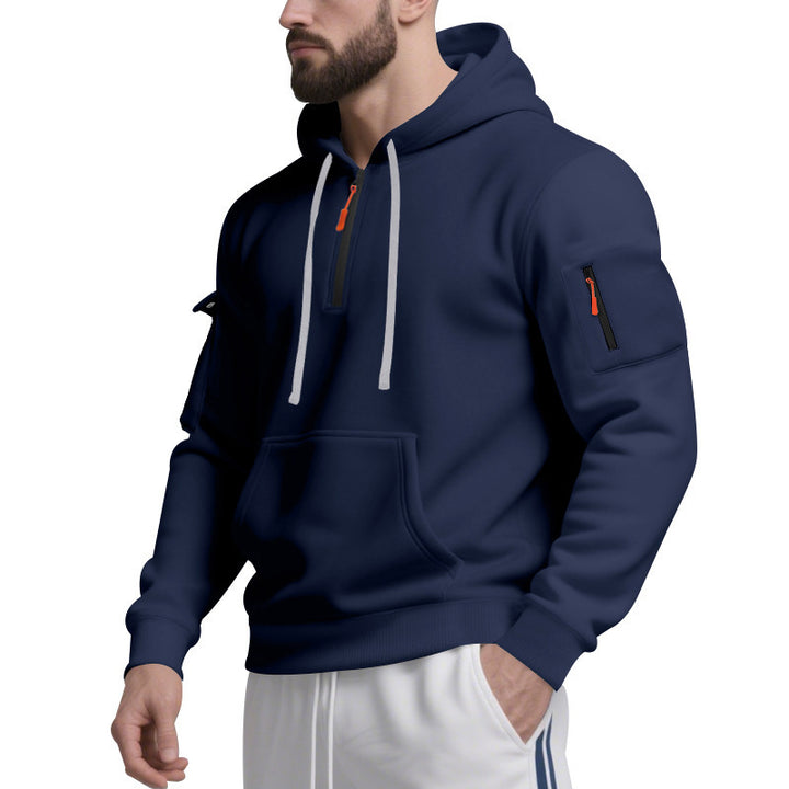 Men's sports hoodie with practical zipper and side pockets Lisslune