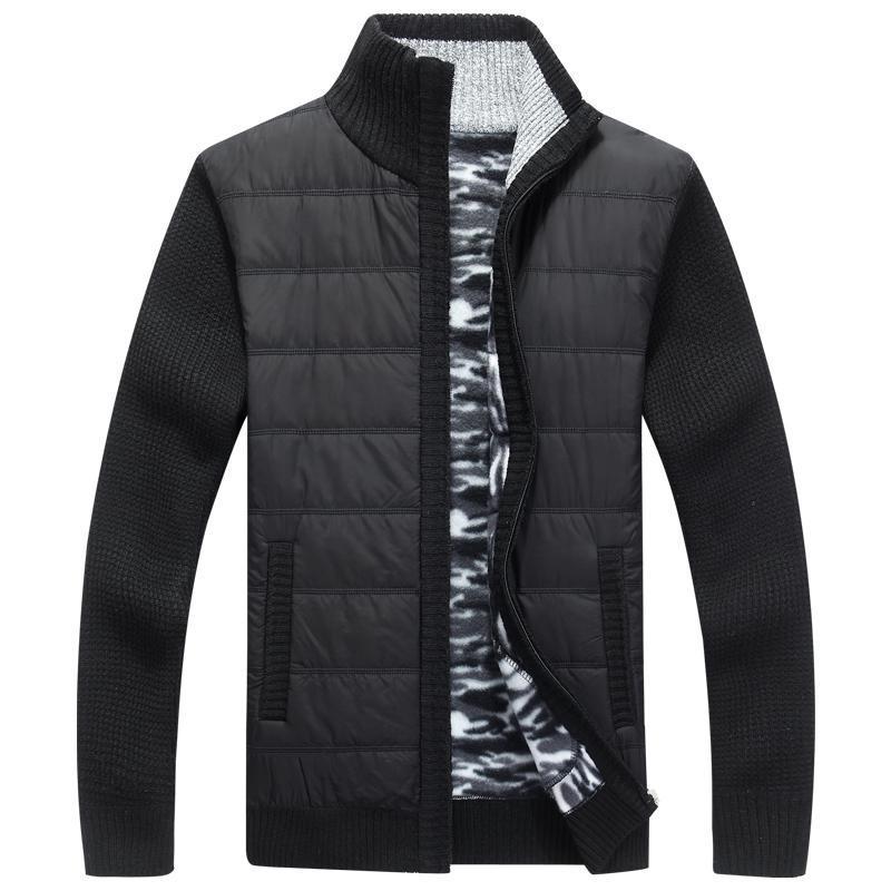 Men's modern quilted jacket with knitted sleeves Lisslune