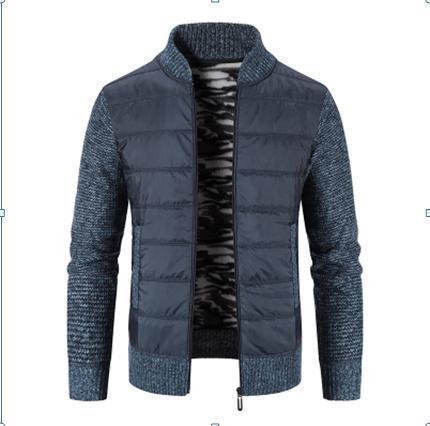 Men's stylish hybrid jacket with knitted sleeves and stand-up collar Lisslune