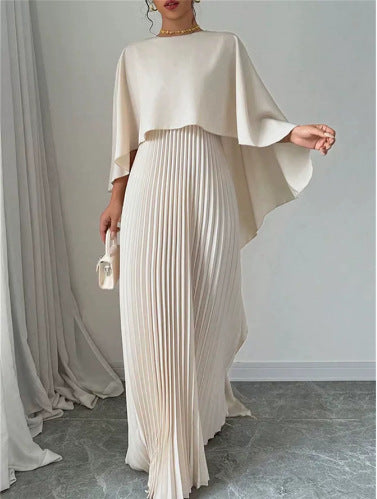 Women’s maxi dress with pleated skirt and flowing cape Lisslune