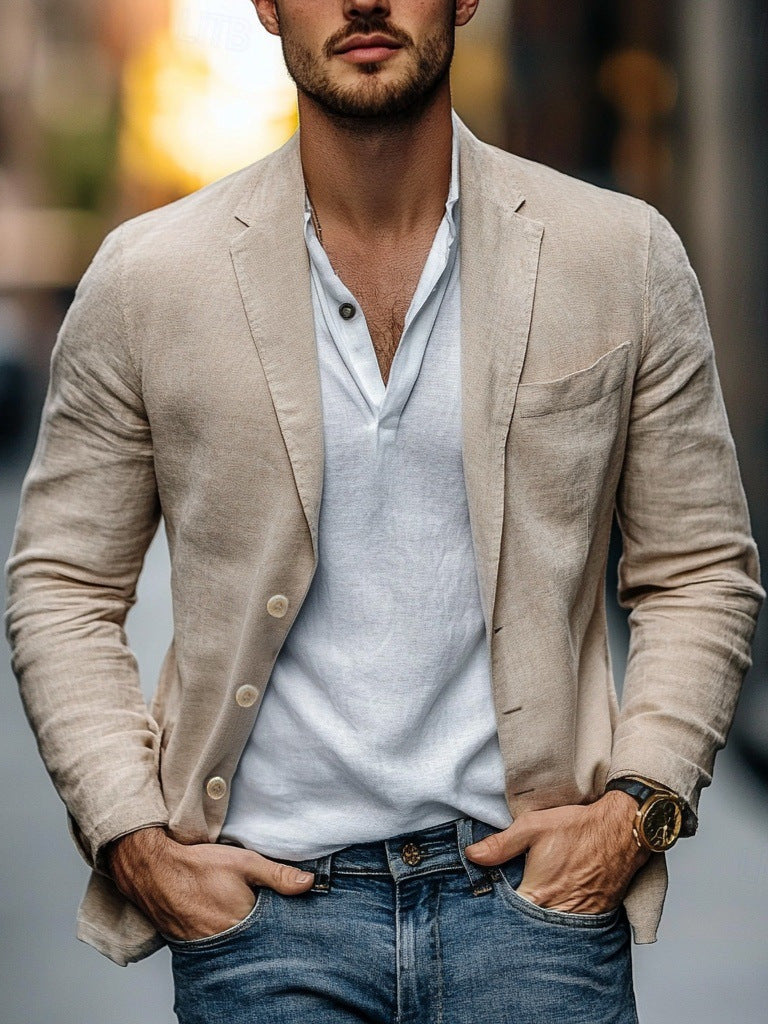 Men's Casual Linen Blazer Lisslune