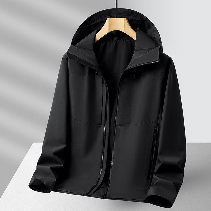 Men's Waterproof Outdoor Jacket with Adjustable Hood Collar and Breathable Features Lisslune