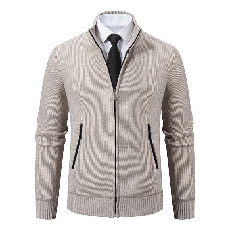 Men's cardigan with high collar and modern zip pockets Lisslune