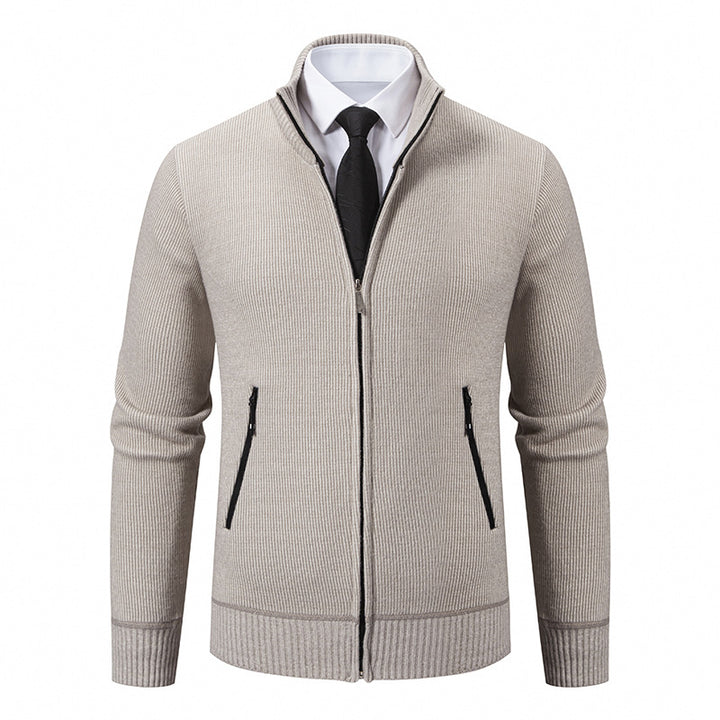 Men's cardigan with high collar and modern zip pockets Lisslune