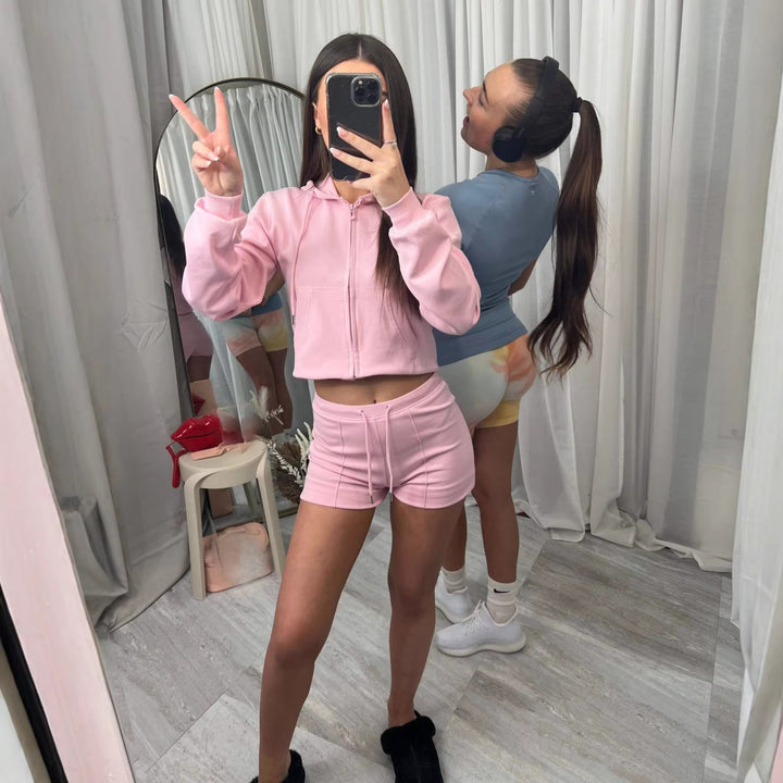 Women's sporty crop top and shorts set Lisslune