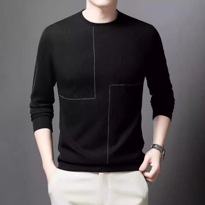 Men's stylish crew neck sweater with textured design Lisslune