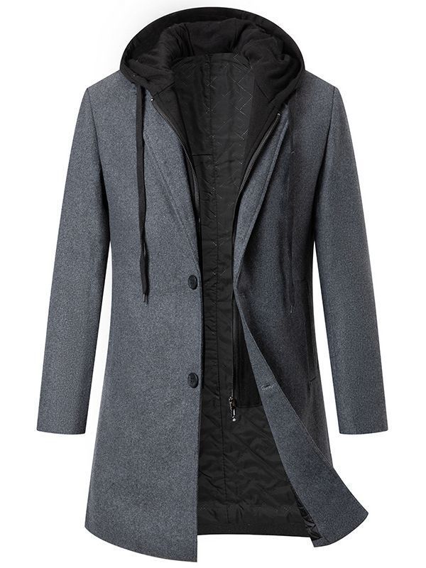 Men's elegant transitional coat with removable hood Lisslune