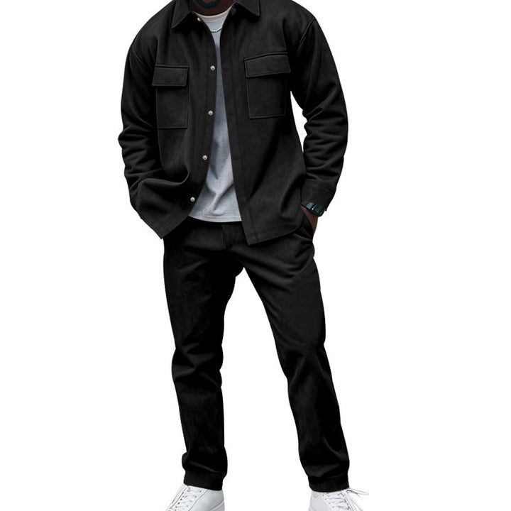Men's casual shirt and pants set made of soft material with practical pockets Lisslune