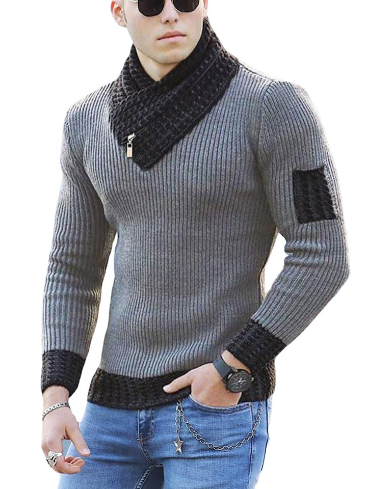 Men's Stylish Sweater with Textured Collar Lisslune