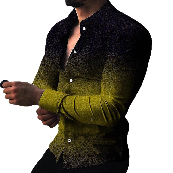 Men's Long Sleeve Shirt with Modern Gradient andElegant Button Details Lisslune